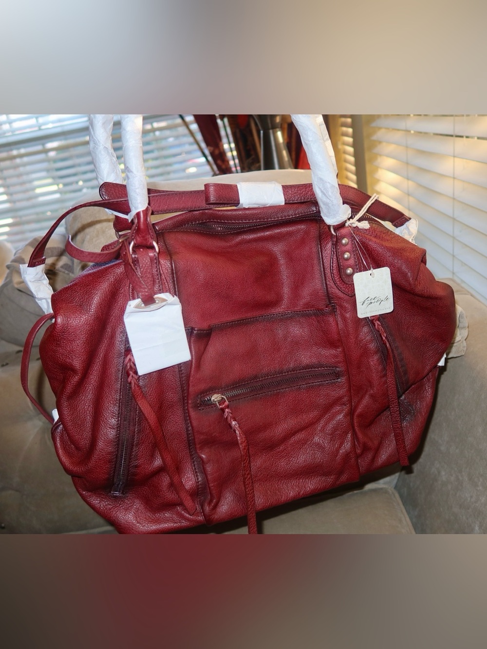 Free People Deep Red Leather Shoulder Bag